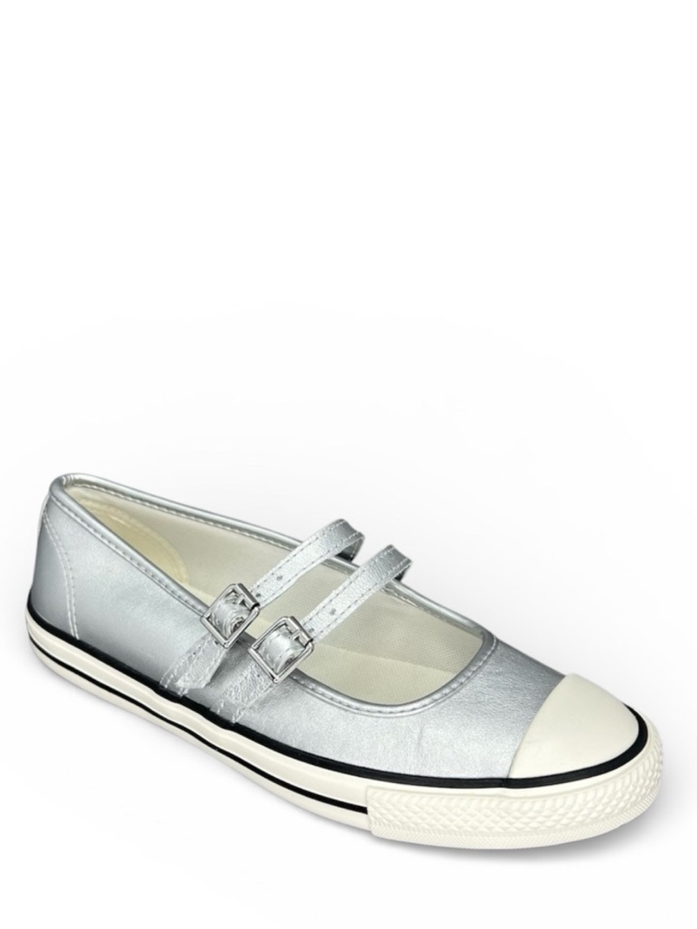 NEW Converse Chuck Taylor All Star Silver Leather Dainty Mary Jane Size 7.5 New
